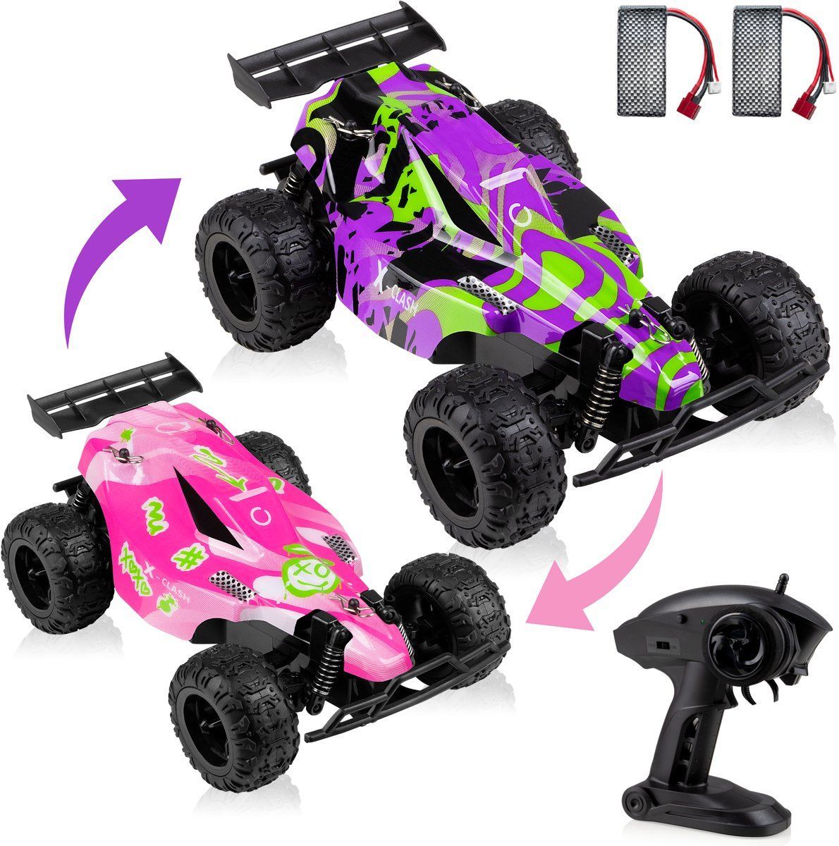 Overmax X-Clash - Bestuurbare Auto - 20 km/h - Bereik 100m - 2 carrosserie's - Offroad RC Auto