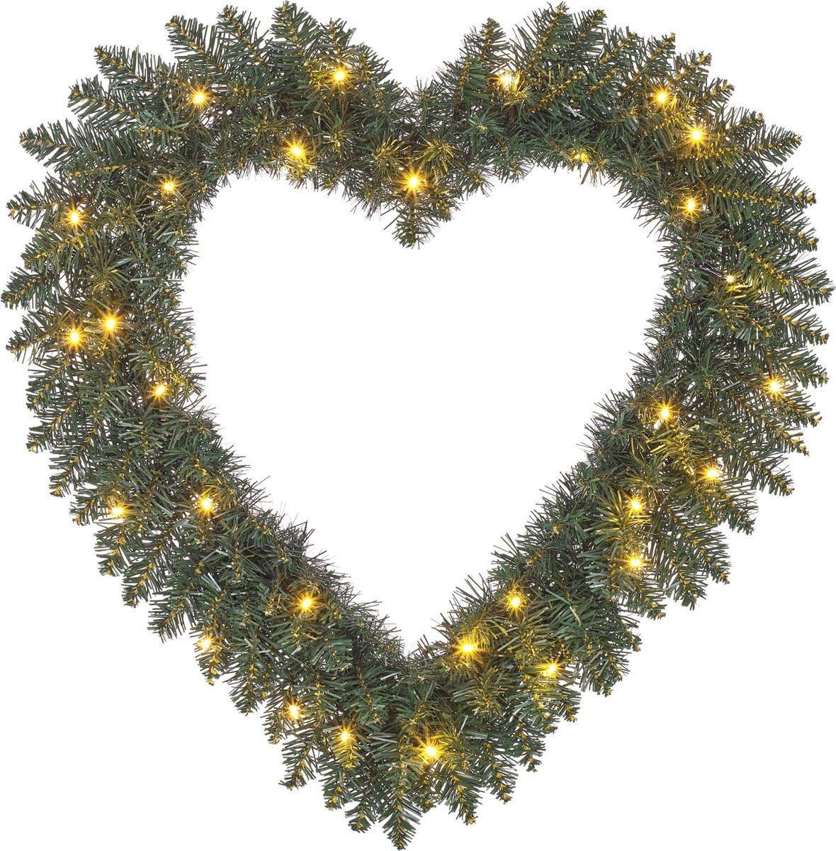 Black Box Trees - Kerstkrans Hart Met Led Verlichting -Ø60 Cm - Groen
