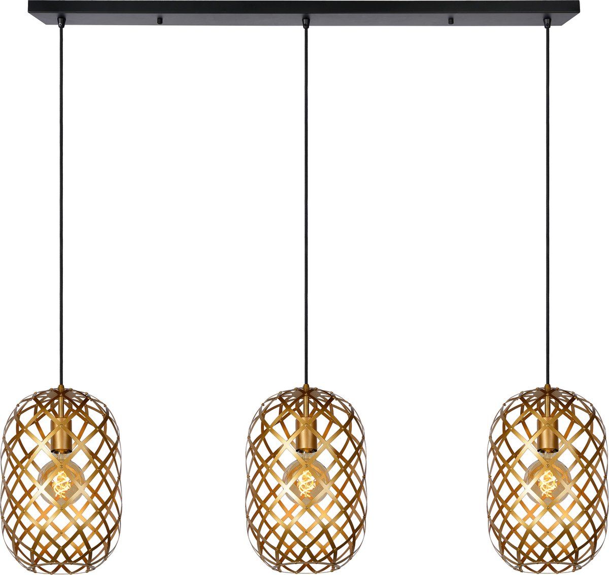 Lucide Goud Wolfram - Hanglamp - 3Xe27 - In Hoogte Verstelbaar - Mat / Messing