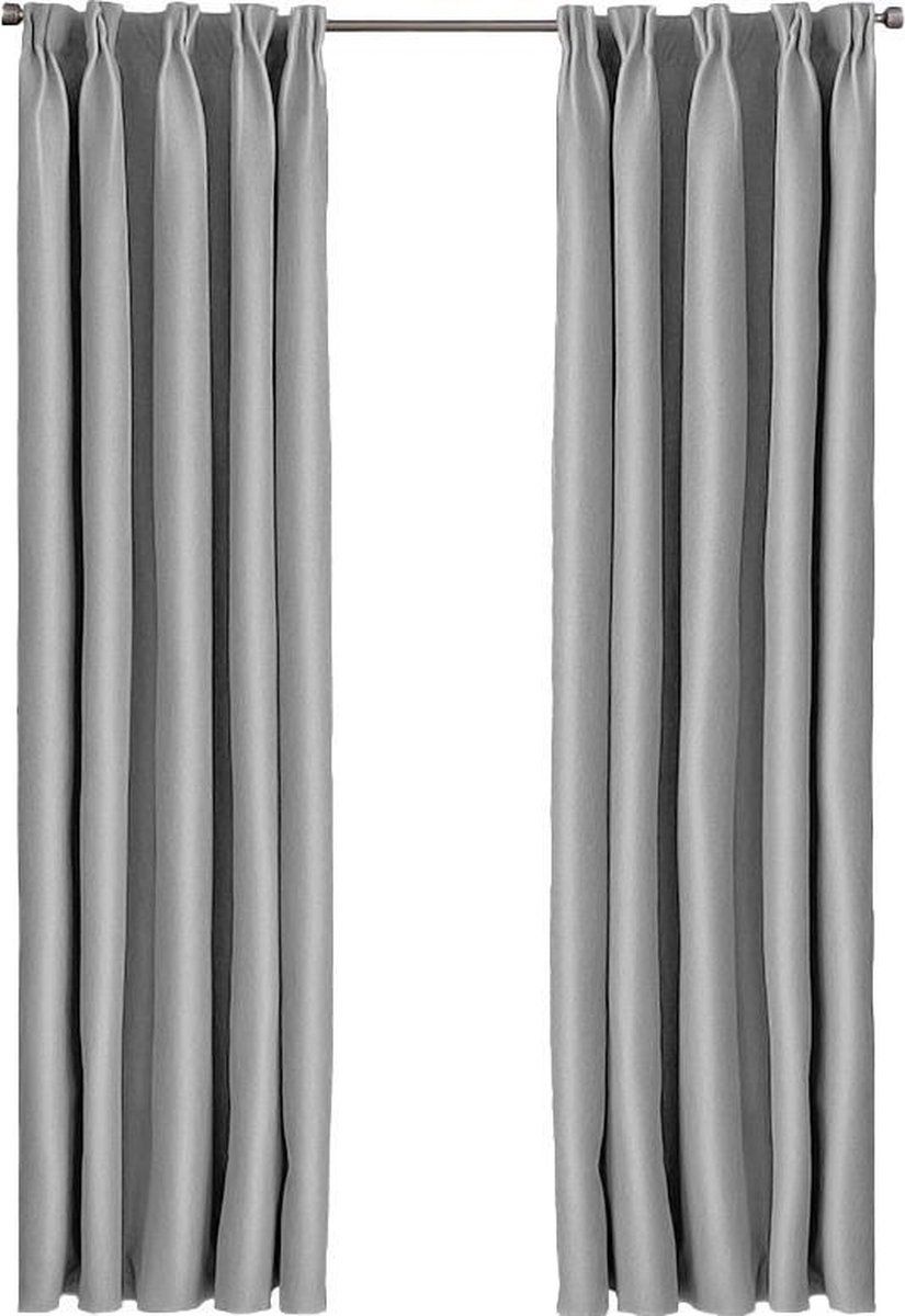 Larson - Luxe Effen Blackout Gordijn - Met Haken - 3m X 2.5m - Lichtgrijs