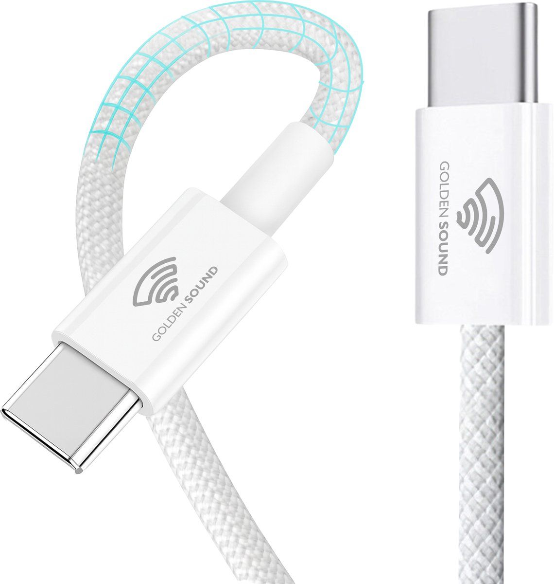 Golden Sound Usb C Naar Usb C Kabel 60W - Snellader - Oplader Kabel - Oplaadkabel - 2 Meter - Geschikt Voor Dataoverdracht - Geschikt Voor Alle Device