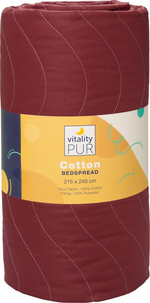 Vitality Pur - Luxe Katoenen Bedsprei - 240x215 - Blauw/Rood