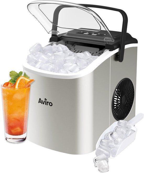 Aviro IJsblokjesmachine - 1, 3L - 12KG / 24U - Zelfreinigend - Zilver