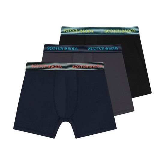 Scotch & Soda Active Stretch Boxer Briefs - Heren - Sneldrogend - Navy/Grijs/Zwart (3-pack)