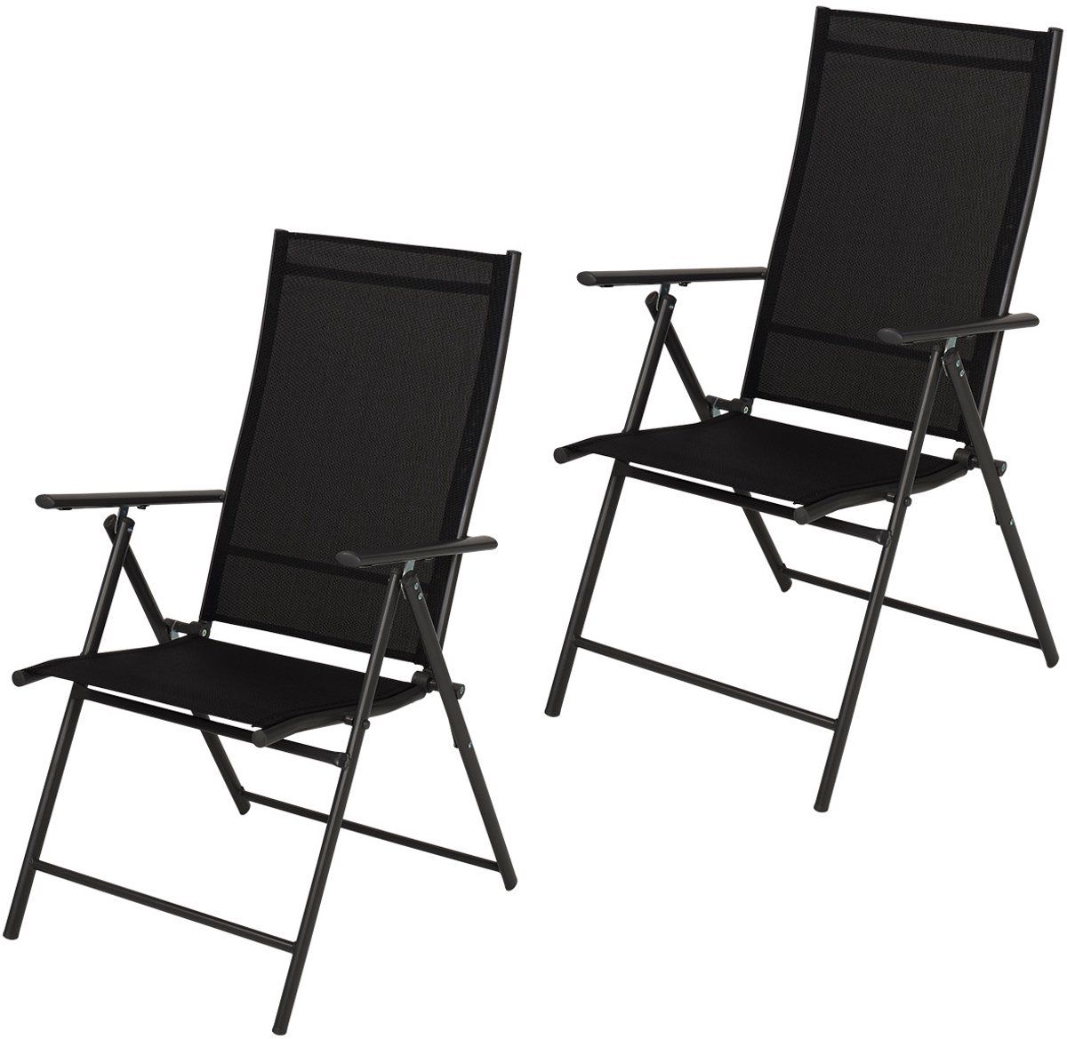 Infinity Goods Tuinstoel - 7 Verstelbare Standen - Inklapbaar - Weerbestendig - Zwart (2 Stuks)