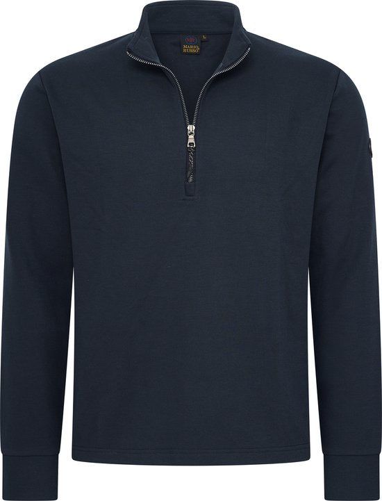 Mario Russo Pique Longsleeve Shirt - Trui Heren - Sweater Heren - Coltrui Heren - L - Navy