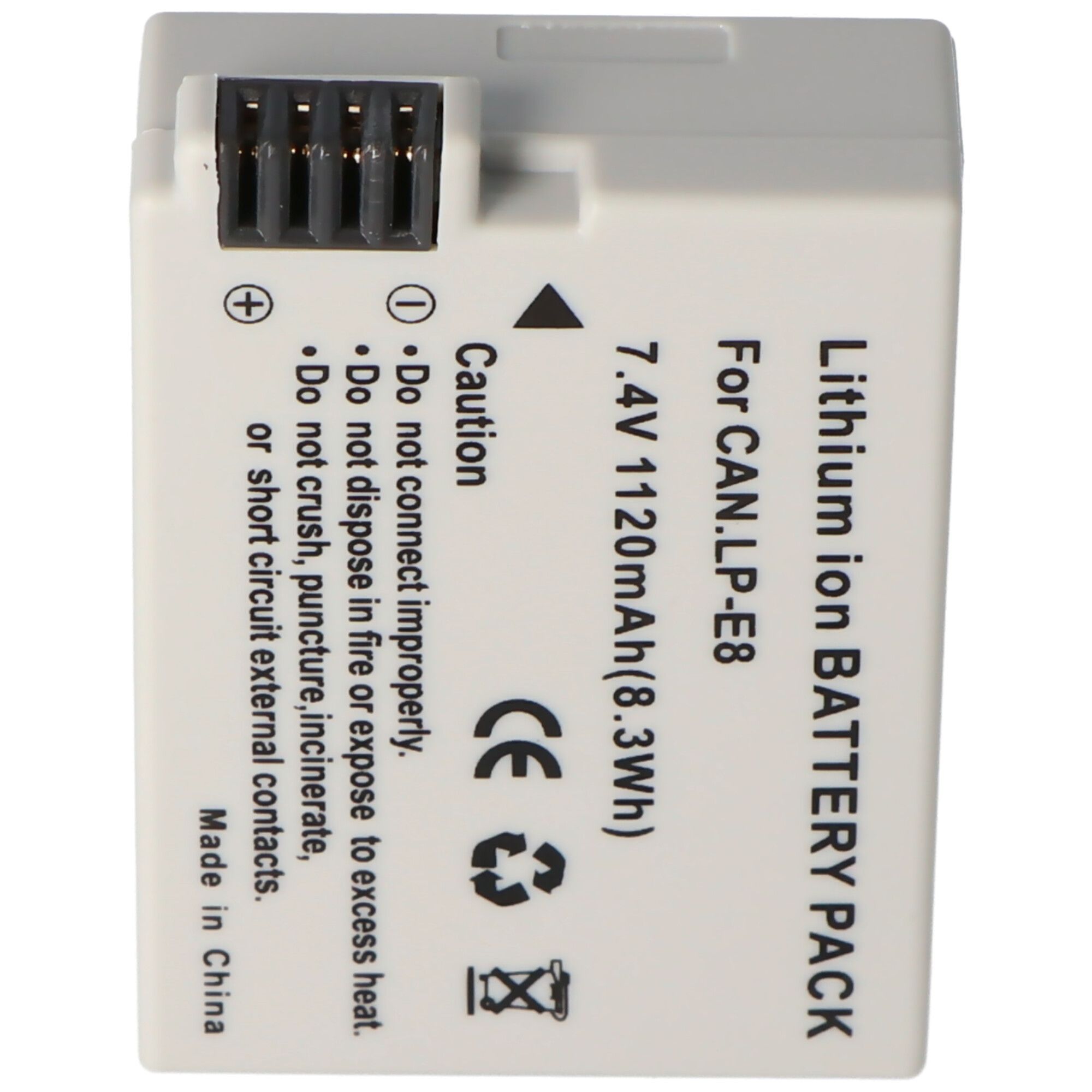 AccuCell LP-E8 - Li-ion Accu - 7.4V 1120mAh - Geschikt voor Canon EOS 550D 600D Rebel T2i