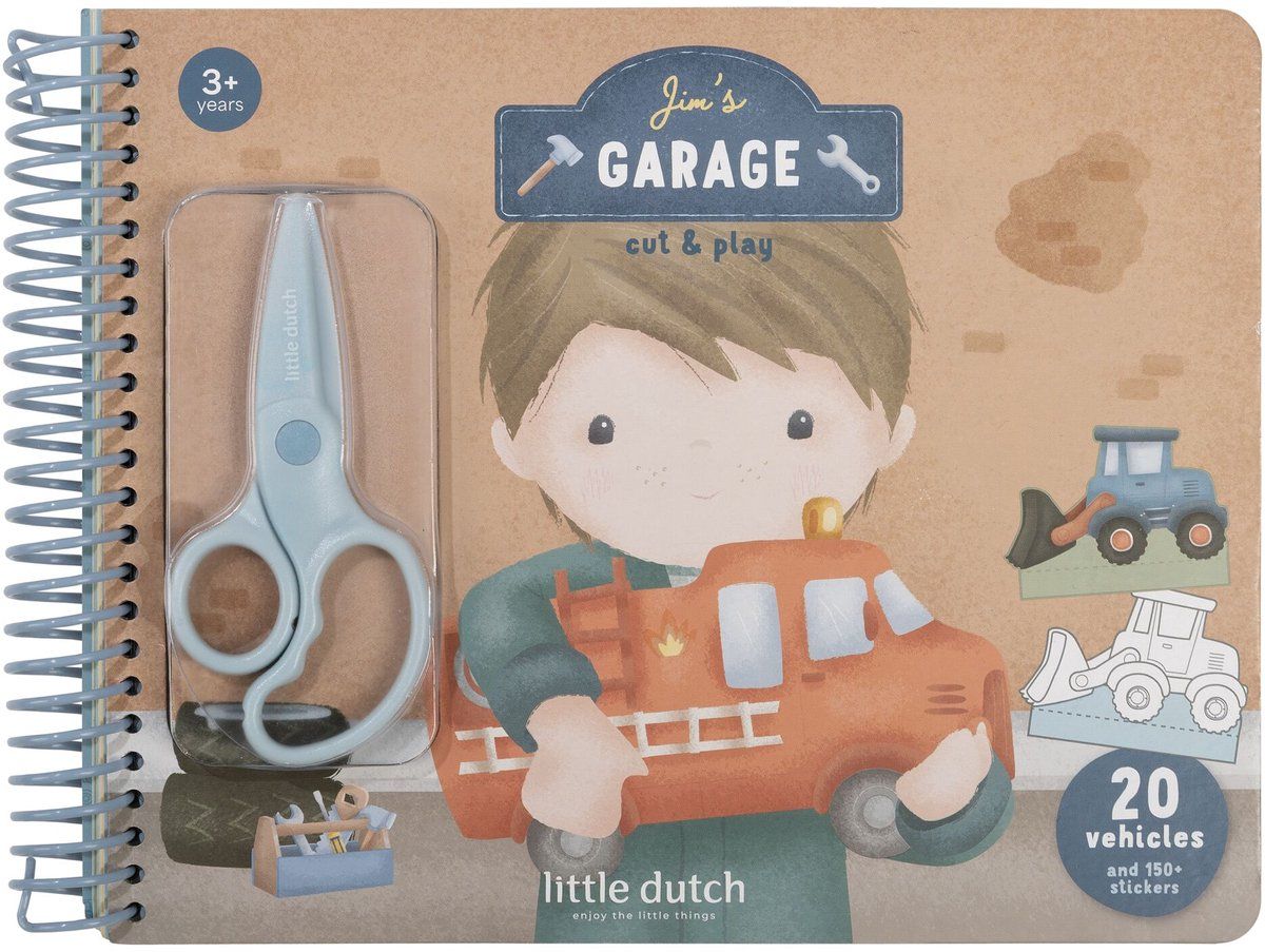 Little Dutch Jim&Friends - Knutselboek - 20 Voorbedrukte Pagina's En Kindveilige Schaar - Creatief Speelgoed Vanaf 3 Jaar