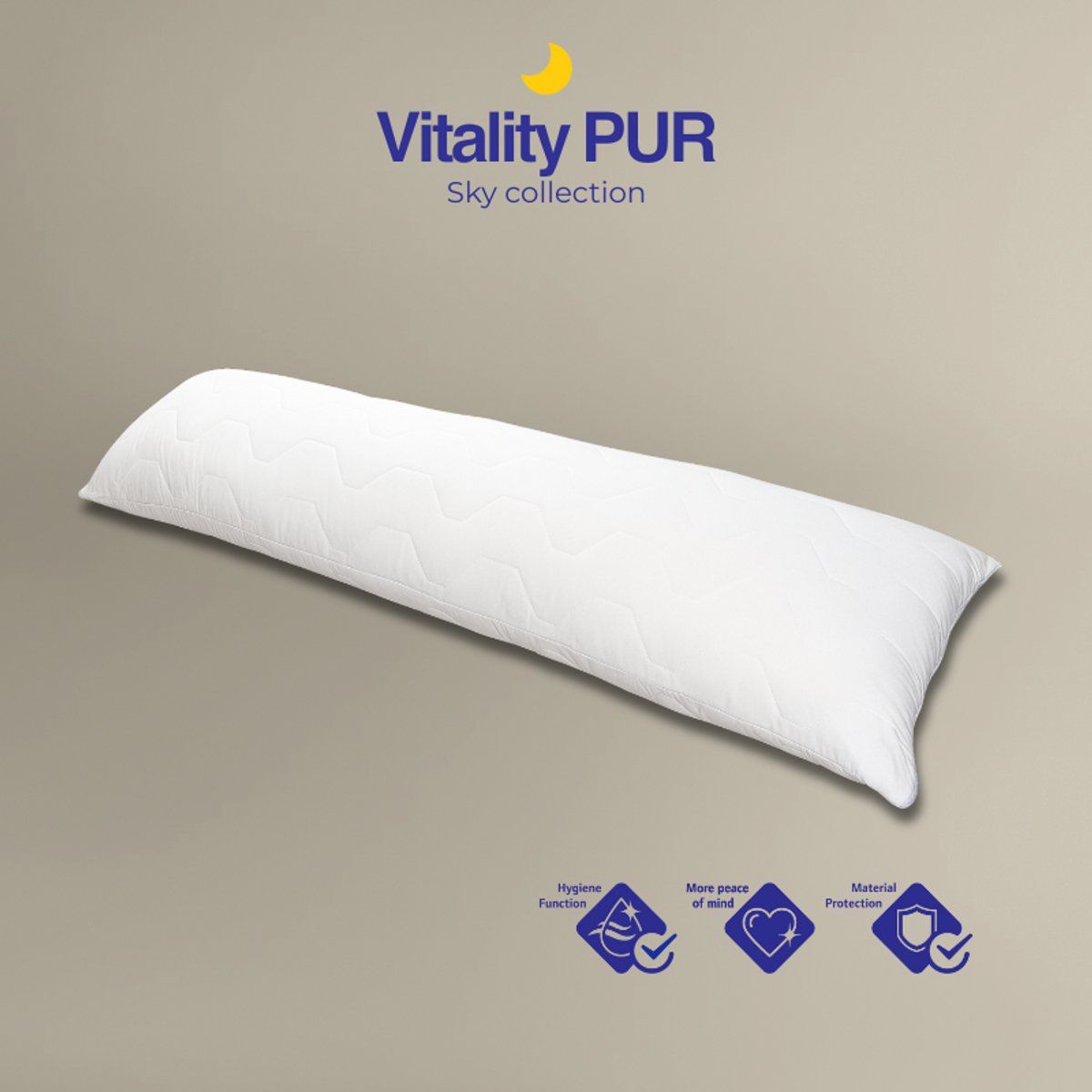 Vitality Pur - Sky - Lichaamskussen - Sanitized - 140x40 Cm - Wit