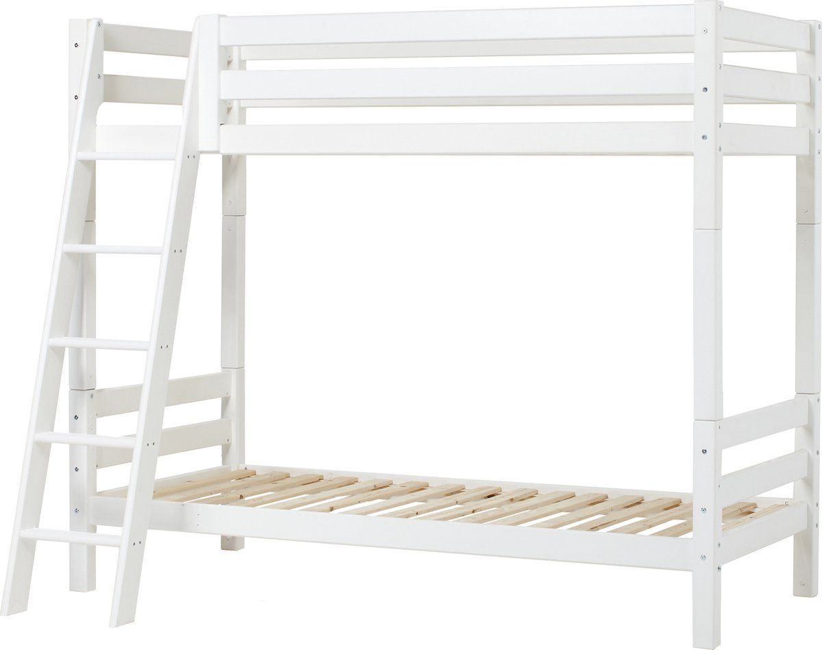 Hoppekids Eco Luxury Hoogslaper Met Schuine Ladder 90x200 Cm, Wit