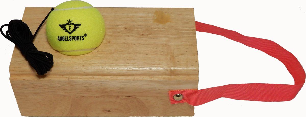 Engelhart Tennistrainer Luxe Rubberhout - Trainingsset met Blok en Bal - Solo Training en Techniekverbetering