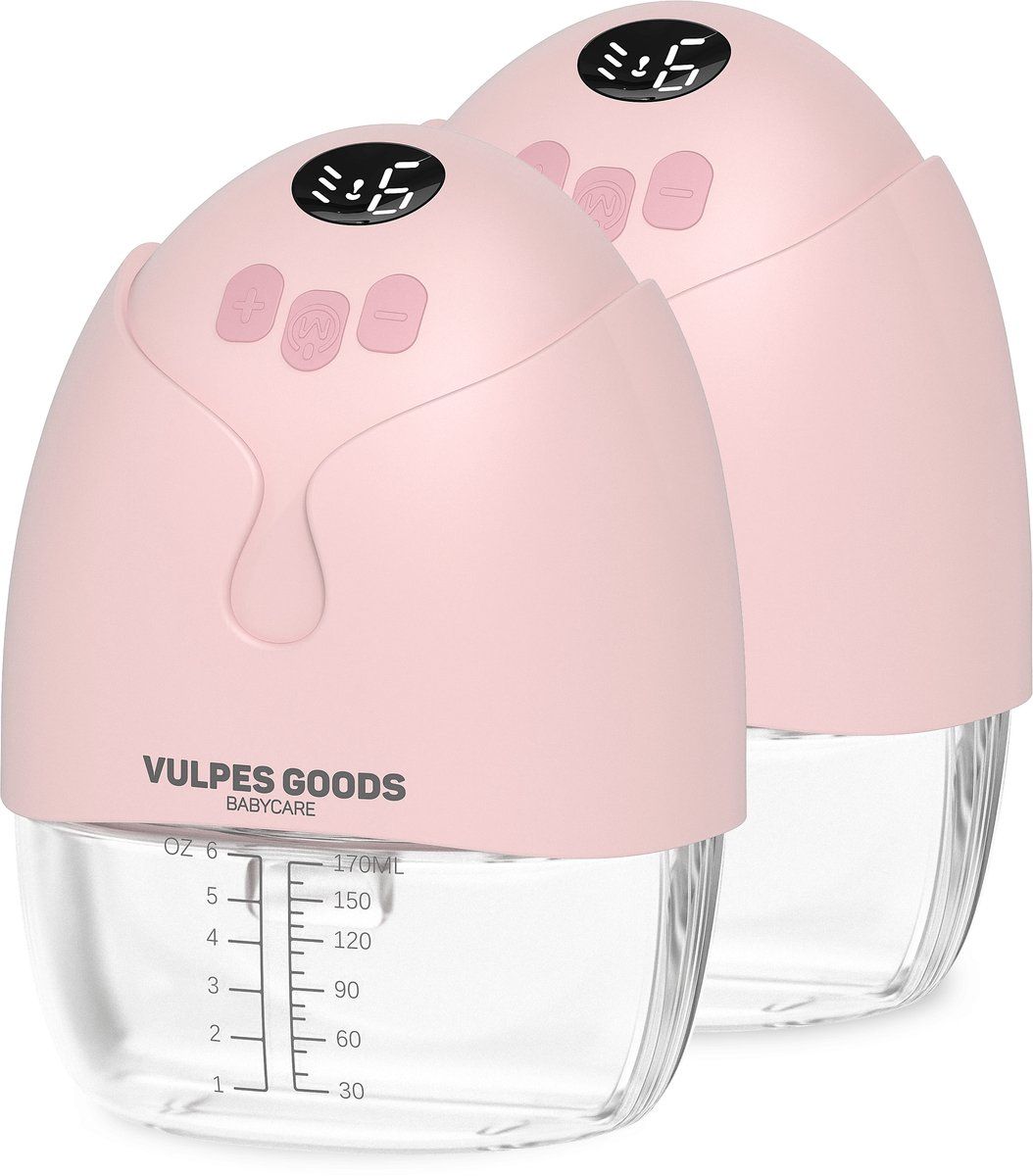 Vulpes Goods® BabyCare - Elektrische Draadloze Borstkolf - Handsfree - 3 Modi - Premium Pink (2 stuks)