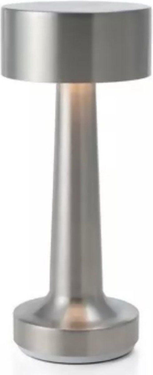 Goliving Tafellamp Oplaadbaar– Draadloos En Dimbaar – Moderne Touch Lamp – Nachtlamp Slaapkamer – 21 Cm – Zilver