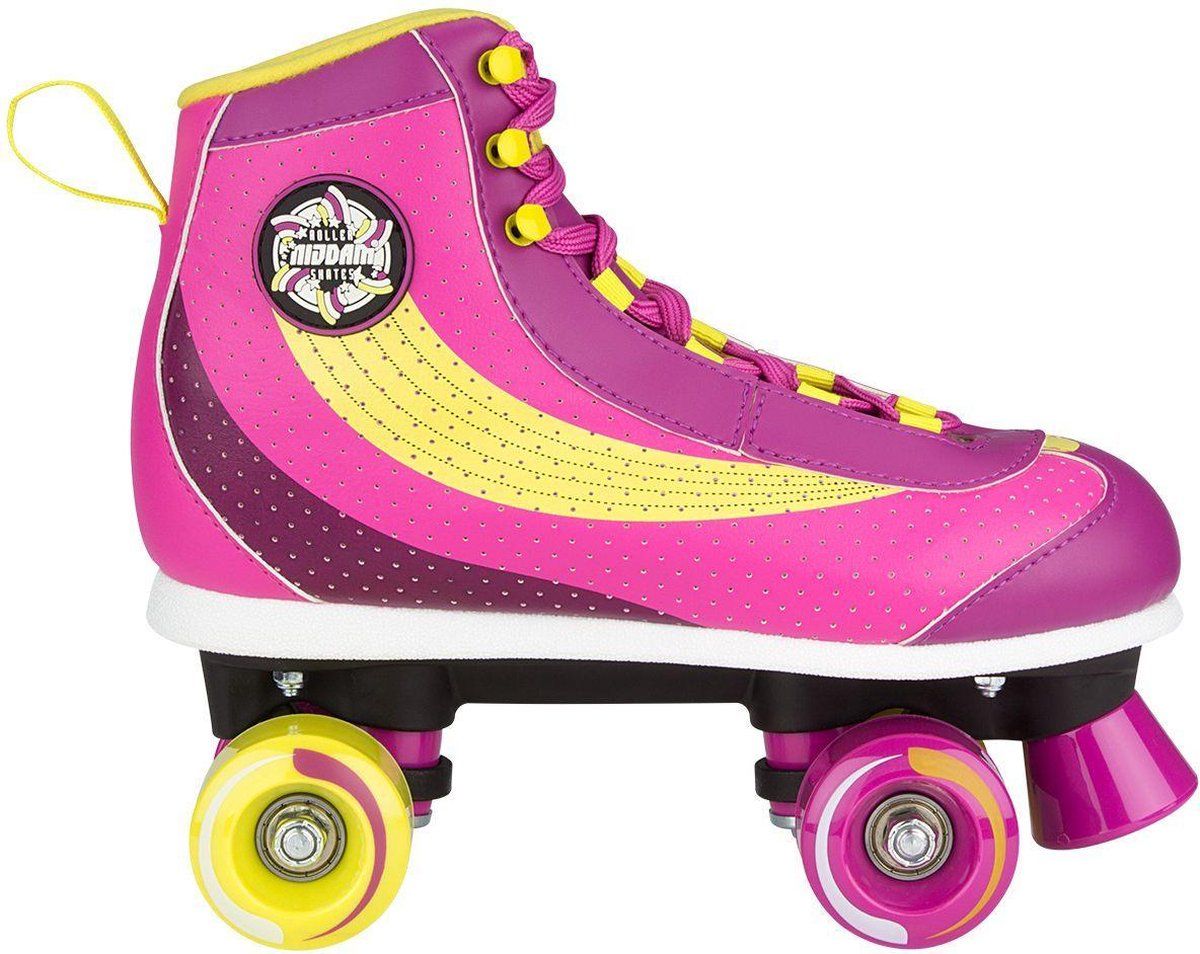 Nijdam Sugar Babe - Rolschaatsen - Retro Pu Leer - Roze/Paars/Geel